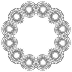 Decorative black round frame on white background. Oriental circular illustration. Luxury floral mandala. Arabic, Islamic, moroccan, asian, indian, Turkish, Chinese, Moroccan native african motif.