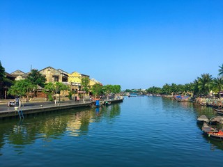 blue sky above traditional Hoi An, Vietnam