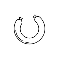 Black line Sausage icon isolated on white background. Grilled sausage and aroma sign. Vector Illustration