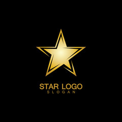 Gold Star Logo Vector in elegant Style with Black Background