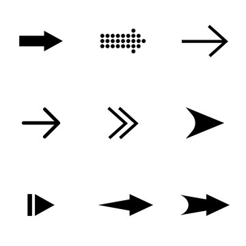 Vector illustration of black arrow icons set