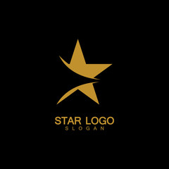 Gold Star Logo Vector in elegant Style with Black Background