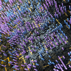 Obraz premium Circuit board futuristic server code processing. Multicolor technology background. 3d rendering