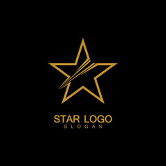 Obraz premium Gold Star Logo Vector in elegant Style with Black Background