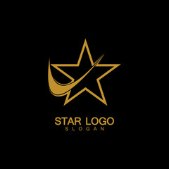 Obraz premium Gold Star Logo Vector in elegant Style with Black Background
