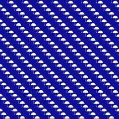 Autumn seamless pattern with white umbrellas on classic blue background. Fashion vector illustration for invitation, poster, card, fabric, textile. Doodle style. 
