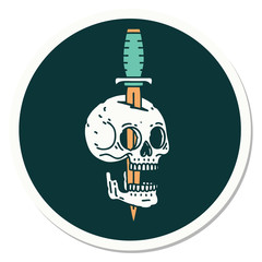 tattoo style sticker of a skull and dagger