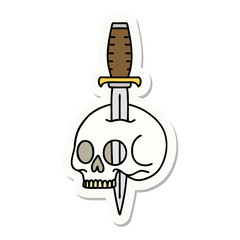 tattoo style sticker of a skull and dagger