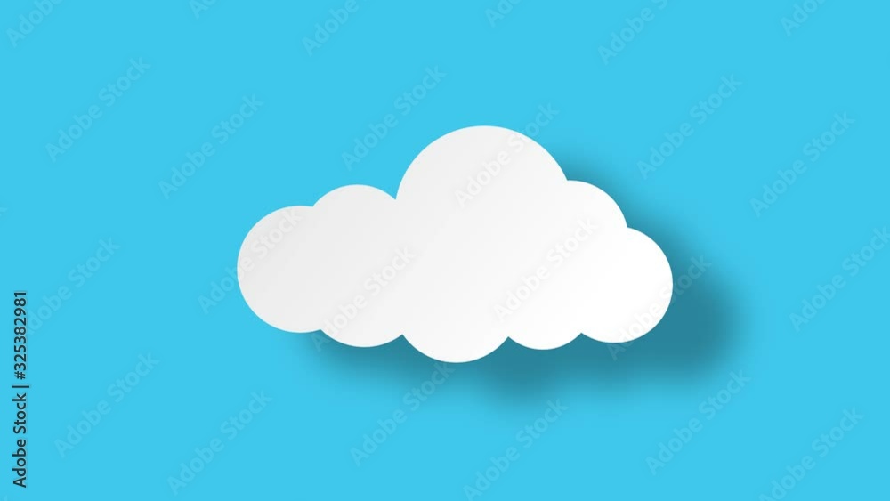 Aufkleber Cloud in flat style with shadow. Flat design. Paper cut style. Loop with alpha channel.