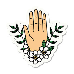 tattoo style sticker of a hand and flower