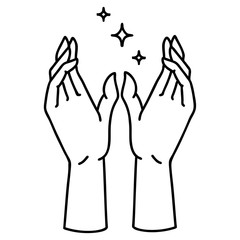 black line tattoo of reaching hands