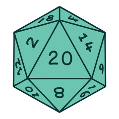 tattoo style icon of a d20 dice