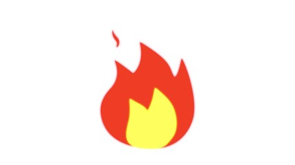 Fire Emoji reaction, icon animation on white background - Powered by Adobe