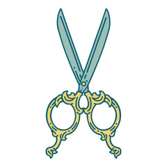 tattoo style icon of barber scissors