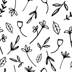 Hand drawn flowers seamless repeat vector pattern for wrapping paper,print and fabrics.