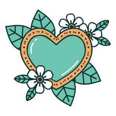 tattoo style icon of a botanical heart