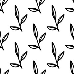 Hand drawn leaves seamless repeat vector pattern for wrapping paper,print,fabrics.