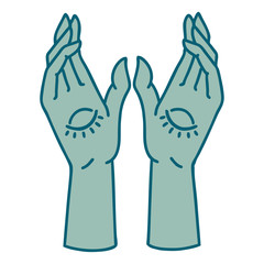 tattoo style icon of mystic hands