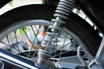 Obraz premium Motorcycle Shock Absorber,Selective focus