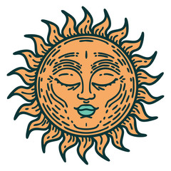 tattoo style icon of a sun