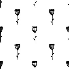 Hand drawn flowers seamless repeat vector pattern for wrapping paper,print and fabrics.