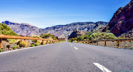 road through beautiful desert landscape on the island of Tenerife