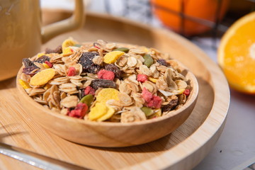 All kinds of fruit cereal are appetizing