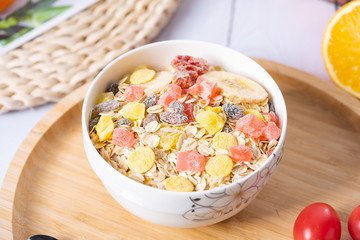 All kinds of fruit cereal are appetizing