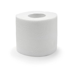 Toilet paper roll isolated on white background.