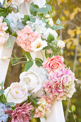 Decorated arch decor for wedding ceremony