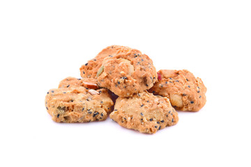 Cereal cookies on white background
