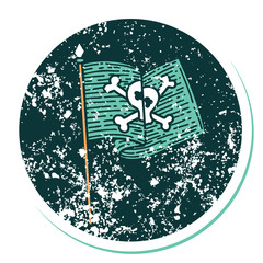 distressed sticker tattoo style icon of a pirate flag