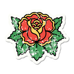 Fototapeta premium traditional distressed sticker tattoo of a rose