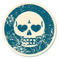 distressed sticker tattoo style icon of a skull