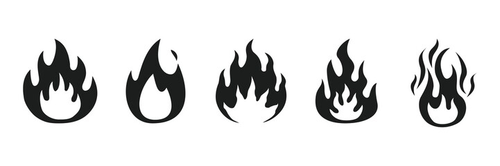  Fire icon set of various shapes