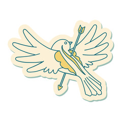 Obraz premium tattoo style sticker of a dove pierced with arrow