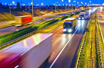 Trucks on four lane controlled-access highway in Poland