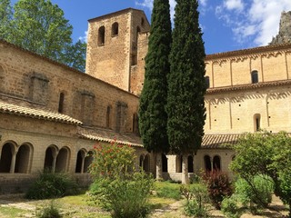 Fototapeta na wymiar Saint Guilhem-le-Desert, France medieval abbey of Gellone in Southern France, Unesco World Heritage Site