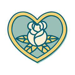 tattoo style sticker of a heart and flowers