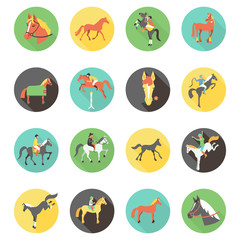Fototapeta na wymiar Vector Horse icons set. wild horses.