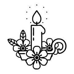 Fototapeta na wymiar black line tattoo of a candle holder