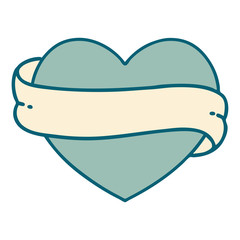 tattoo style icon of a heart and banner