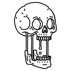 black line tattoo of a skull