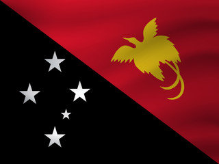 Waving flag of Papua New Guine. Vector illustration