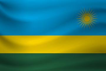 Waving flag of Rwanda. Vector illustration