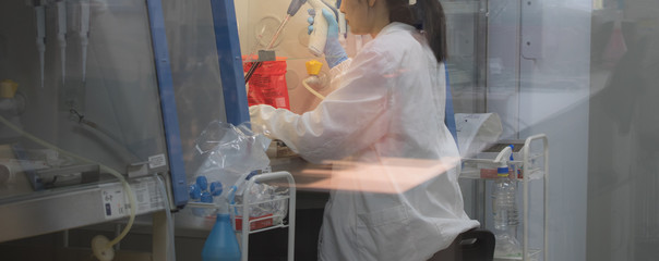 BEIJING, CHINA - JUNE 03, 2019: Modern drug manufacturing laboratory equipment. - 325392711