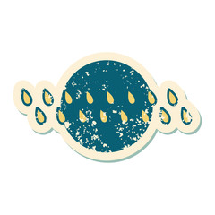 distressed sticker tattoo style icon of rain drops