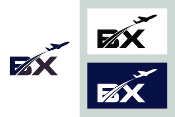  Initial Letter B and X with Aviation Logo Design, Air, Airline, Airplane and Travel Logo template.