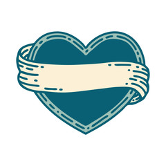 tattoo style icon of a heart and banner