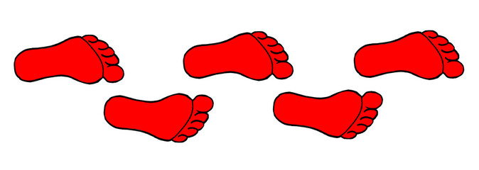 Fototapeta premium Tracks of red foot prints